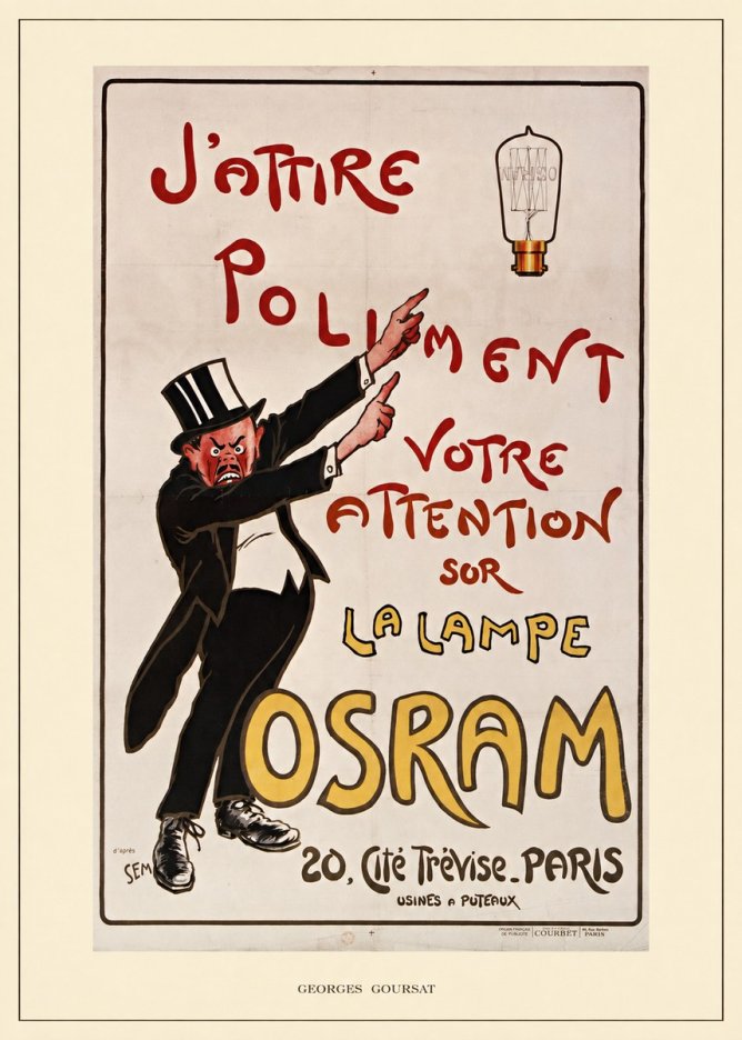 Georges Goursat J'attire Poliment Votre Attention Sur La Lampe Osram No6 - Juliste