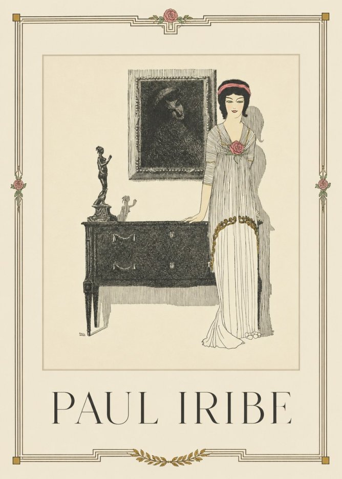 Paul Iribe Elegant Figure in Art Deco Interior No1 - Juliste