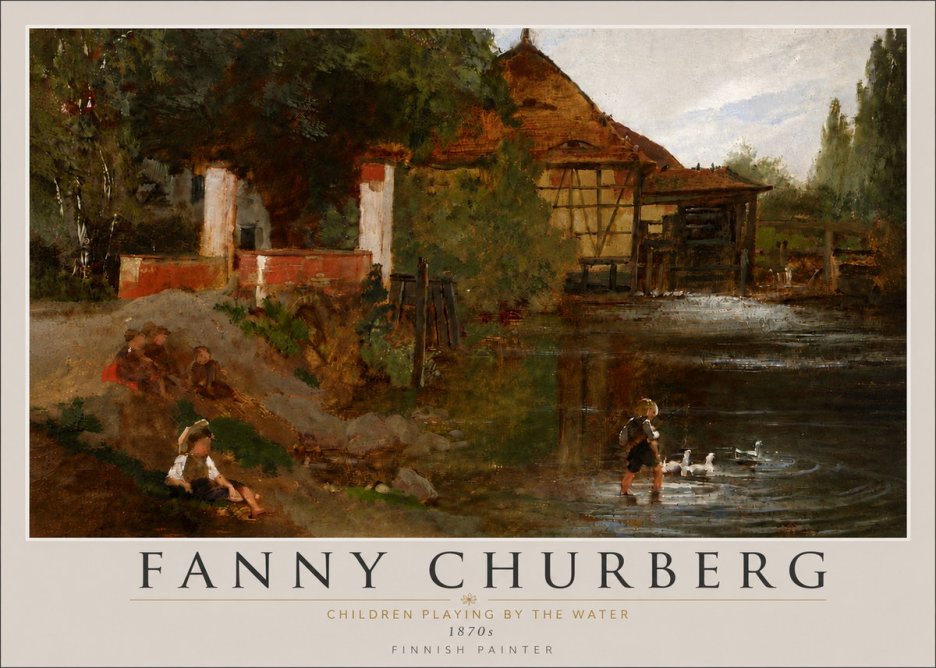 Fanny Churberg Children Playing by the Water No6 - Juliste