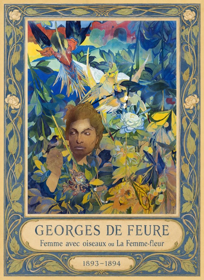 Georges de Feure Femme Avec Oiseaux Ou La Femme-fleur No1 - Juliste