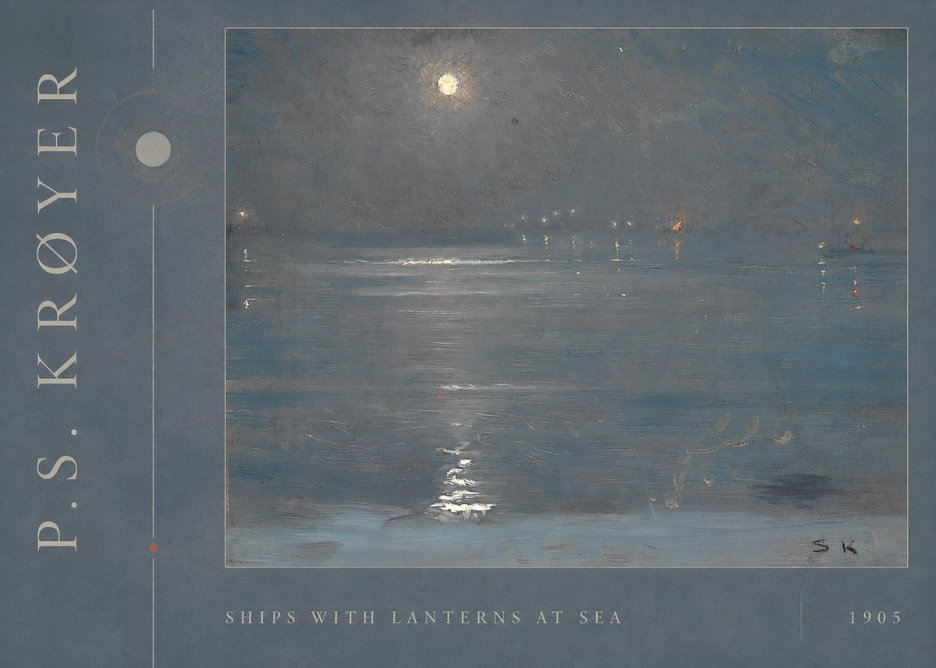 P.S. Krøyer Ships with Lanterns at Sea No2 - Juliste