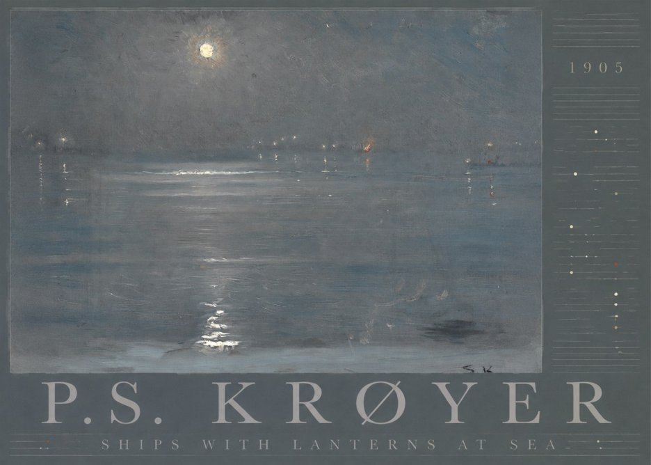 P.S. Krøyer Ships with Lanterns at Sea No3 - Juliste