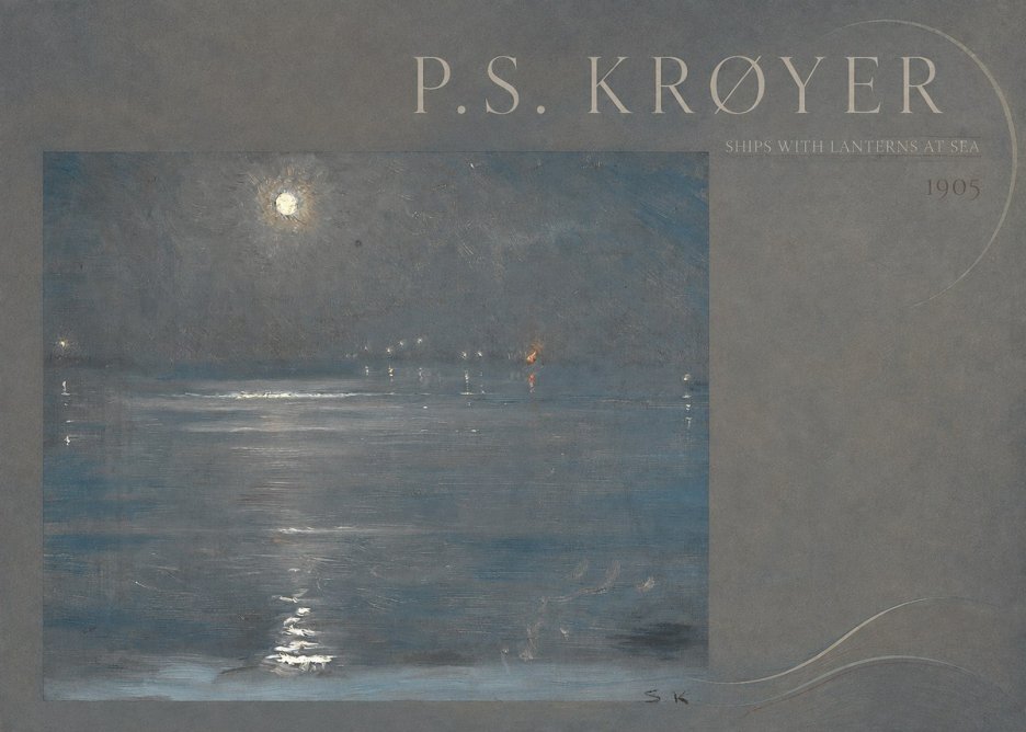 P.S. Krøyer Ships with Lanterns at Sea No4 - Juliste