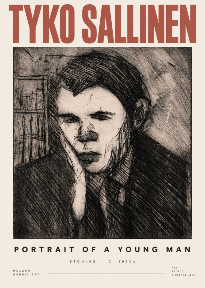 Tyko Sallinen Portrait of a Young Man No3 - Juliste