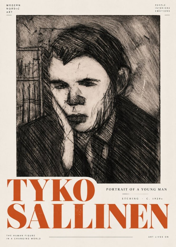 Tyko Sallinen Portrait of a Young Man No5 - Juliste