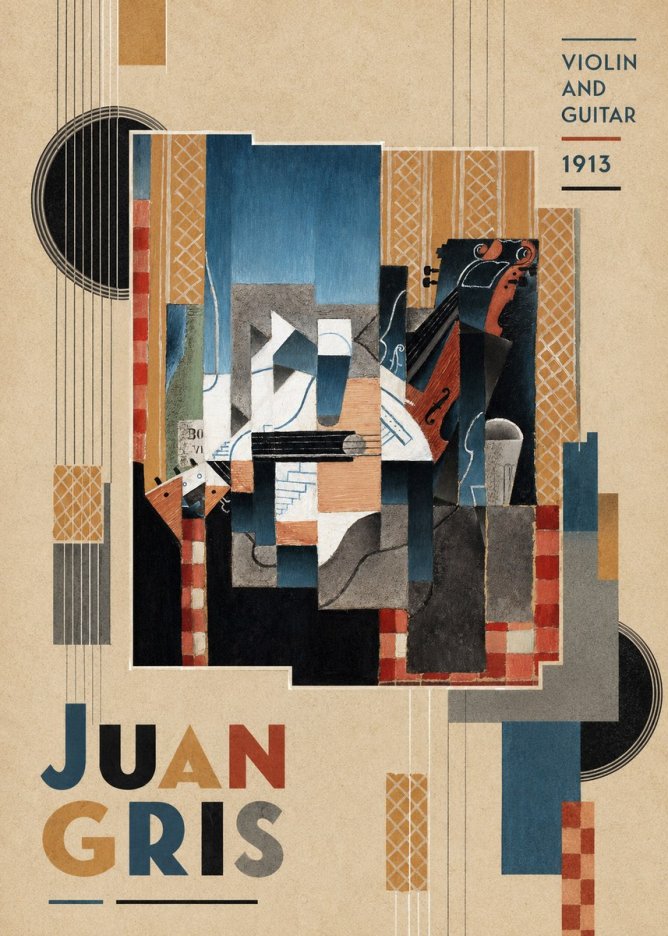 Juan Gris Violin and Guitar I No6 - Juliste
