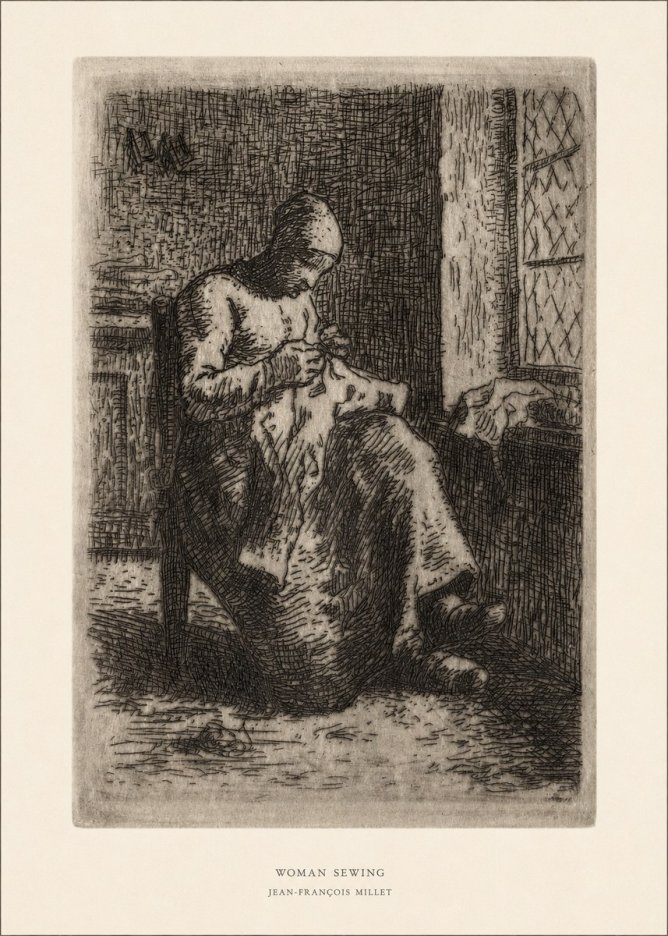 Jean-François Millet Woman Sewing No5 - Juliste