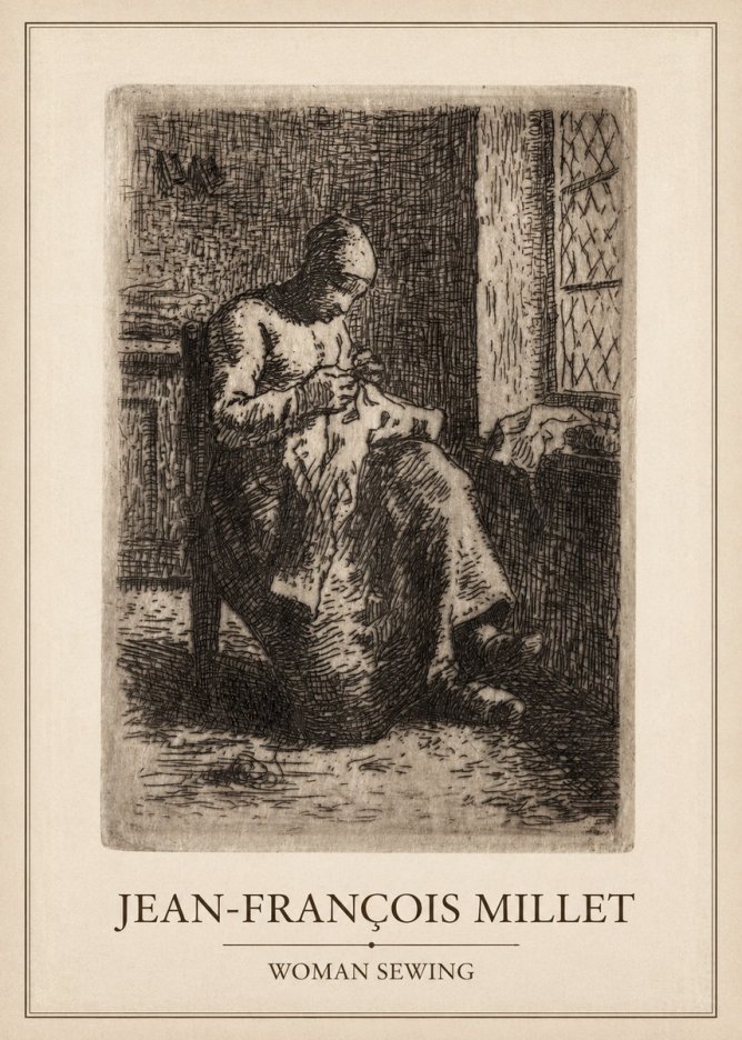 Jean-François Millet Woman Sewing No6 - Juliste