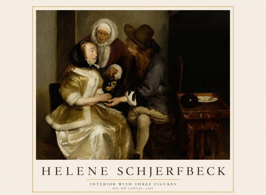 Helene Schjerfbeck Interior with Three Figures No1 - Juliste