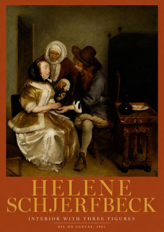 Helene Schjerfbeck Interior with Three Figures No2 - Juliste