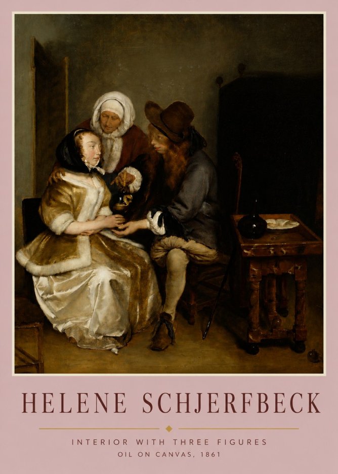 Helene Schjerfbeck Interior with Three Figures No4 - Juliste