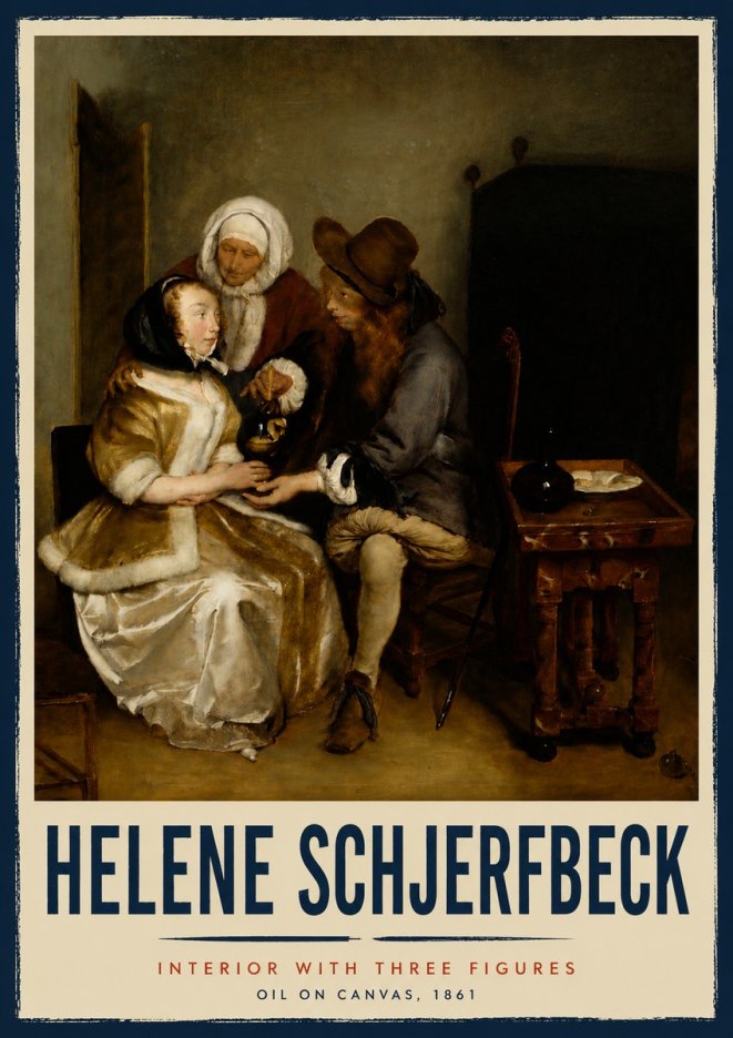 Helene Schjerfbeck Interior with Three Figures No5 - Juliste