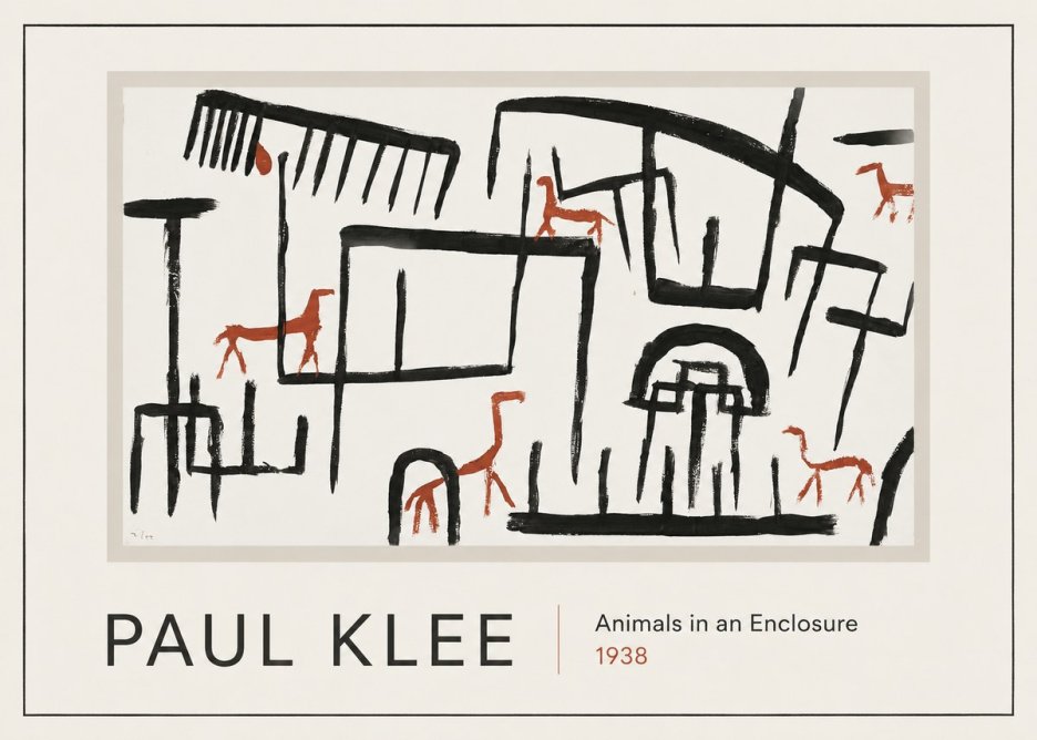 Paul Klee Animals in an Enclosure No1 - Juliste