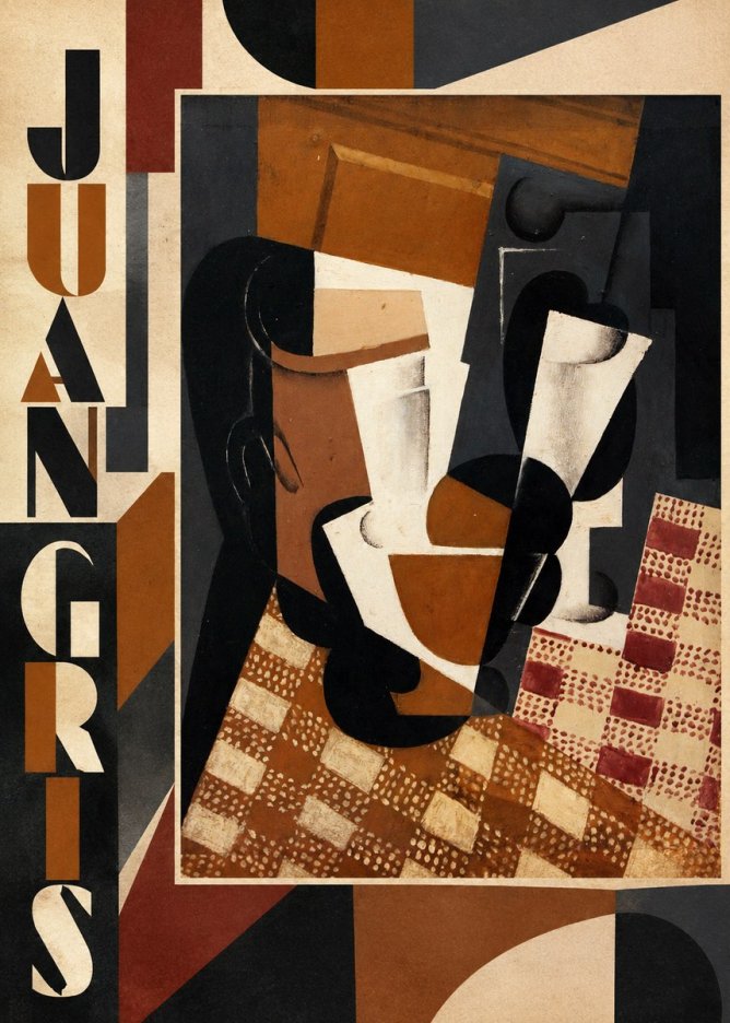 Juan Gris Cubist Still Life with Glass and Tablecloth No3 - Juliste