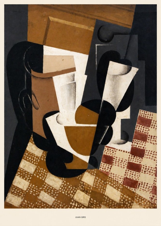 Juan Gris Cubist Still Life with Glass and Tablecloth No5 - Juliste