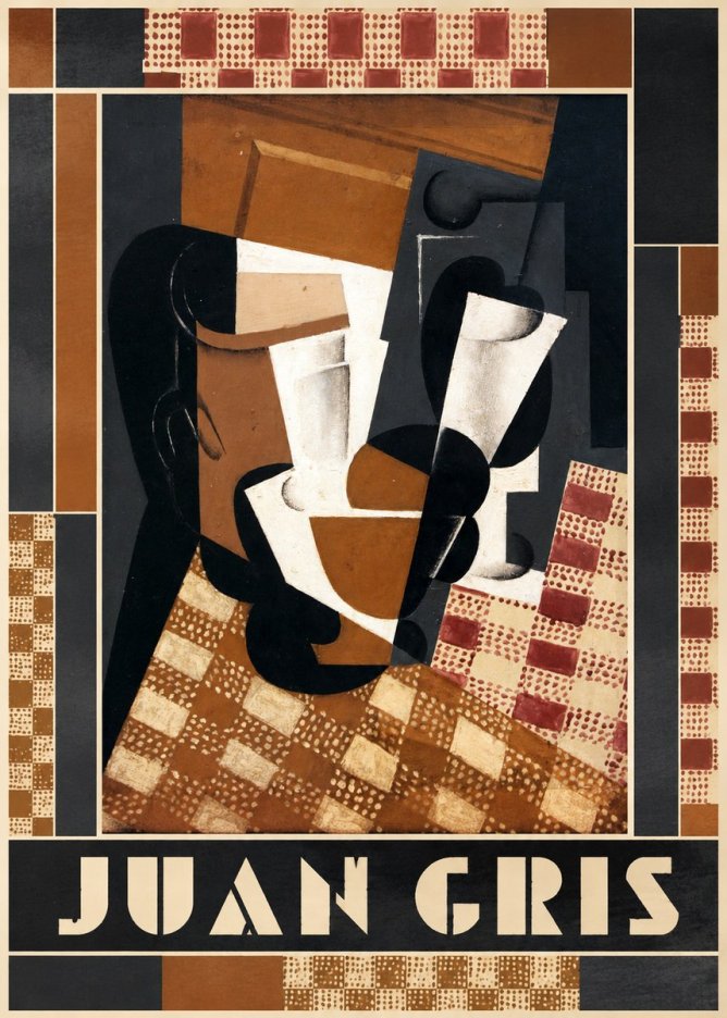Juan Gris Cubist Still Life with Glass and Tablecloth No6 - Juliste
