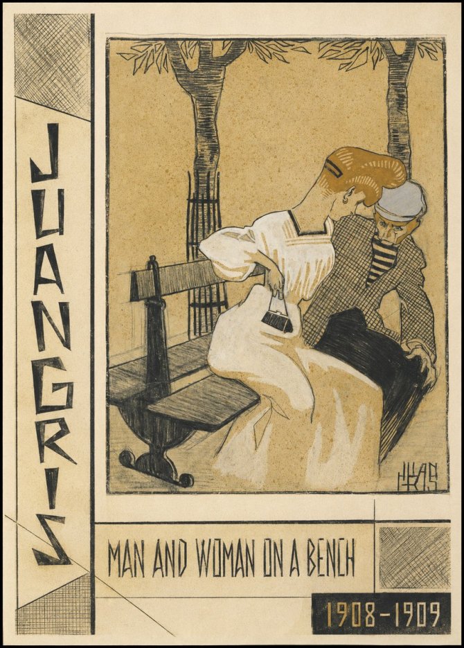 Juan Gris Man and Woman on a Bench No5 - Juliste