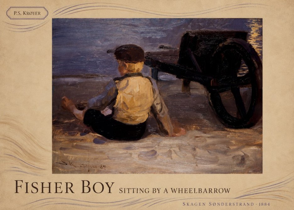 P.S. Krøyer Fisher Boy Sitting by a Wheelbarrow No4 - Juliste