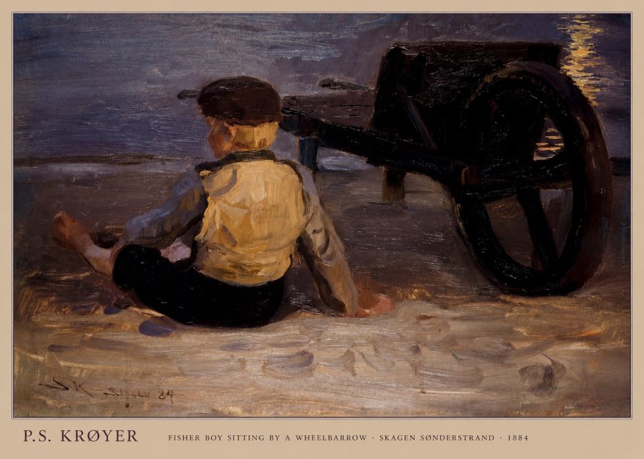 P.S. Krøyer Fisher Boy Sitting by a Wheelbarrow No6 - Juliste