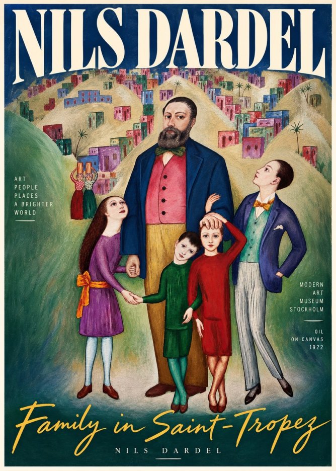 Nils Dardel Family in Saint-tropez No4 - Juliste