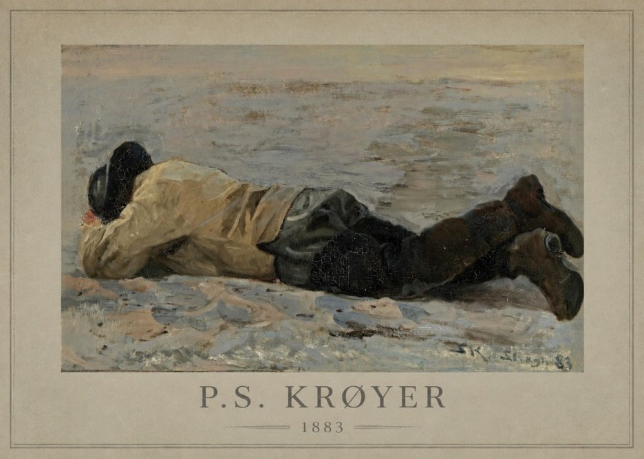 P.S. Krøyer Fisherman Lying on the Beach No1 - Juliste