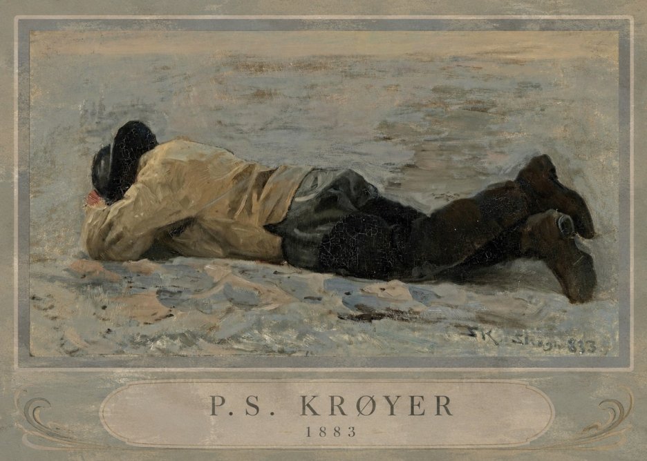 P.S. Krøyer Fisherman Lying on the Beach No4 - Juliste