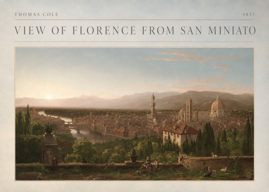 Thomas Cole View of Florence from San Miniato No4 - Juliste