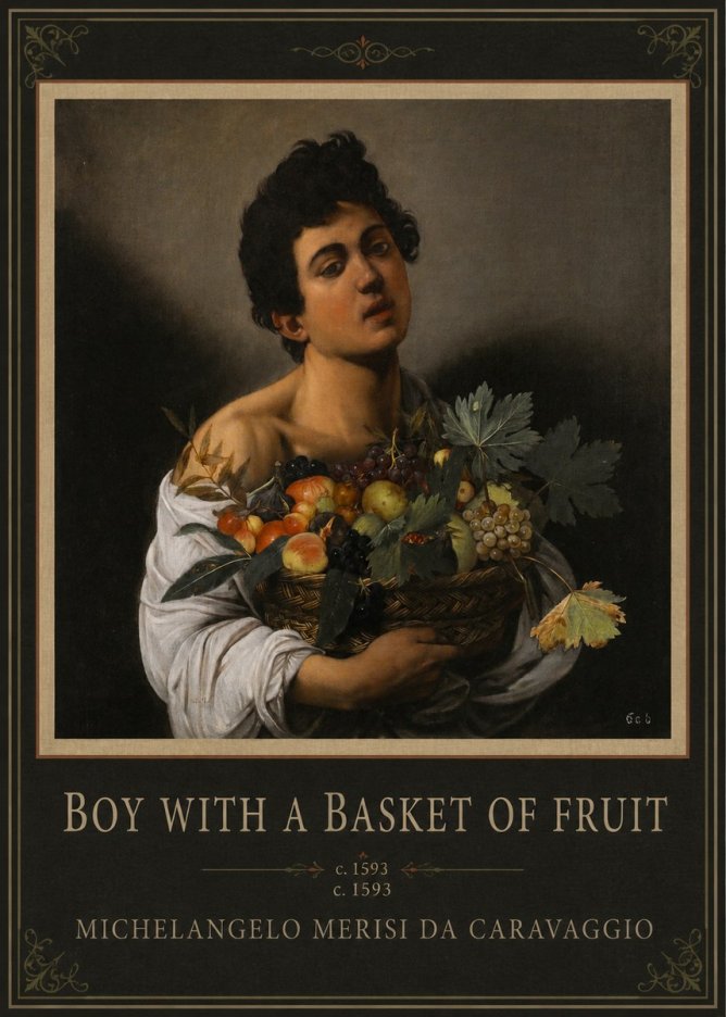 Michelangelo Merisi da Caravaggio Boy with a Basket of Fruit No1 - Juliste