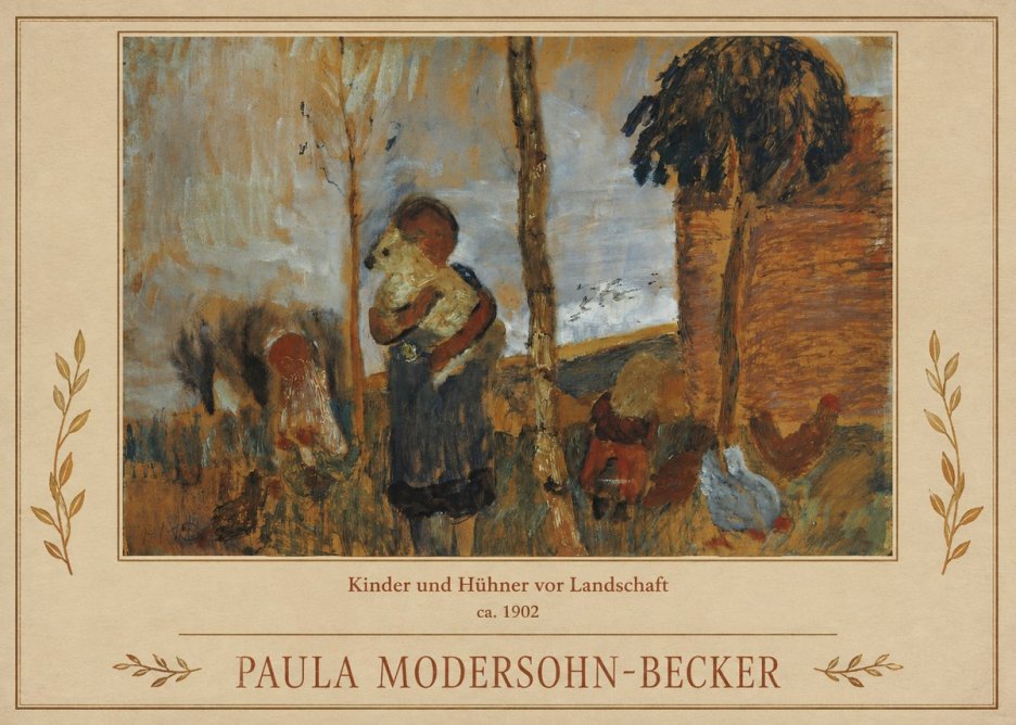 Paula Modersohn-Becker Kinder Und Hühner Vor Landschaft No1 - Juliste