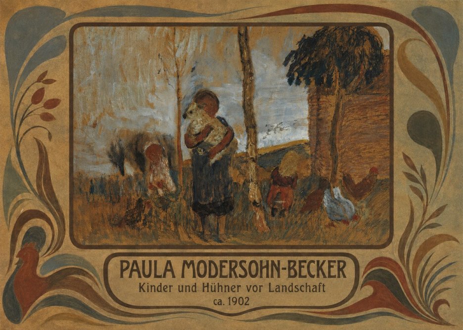 Paula Modersohn-Becker Kinder Und Hühner Vor Landschaft No4 - Juliste