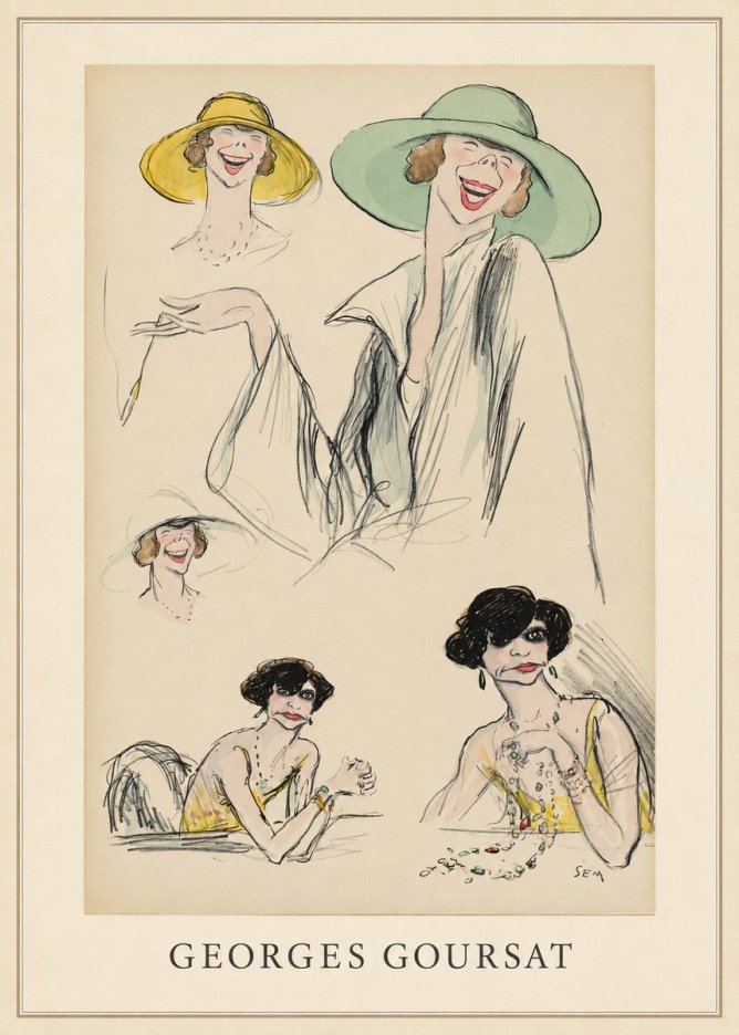 Georges Goursat Elegant Parisian Caricatures No3 - Juliste