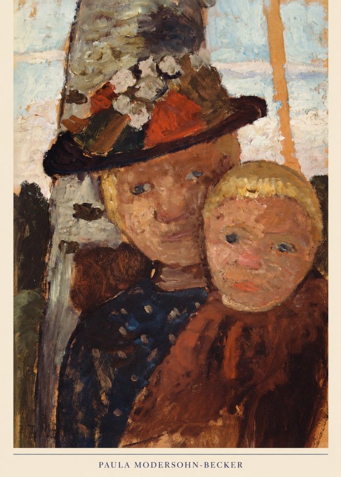 Paula Modersohn-Becker Mother and Child with Hat No6 - Juliste