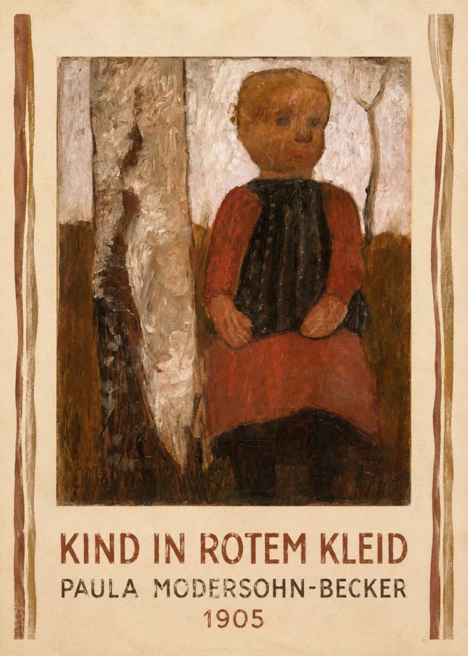 Paula Modersohn-Becker Kind in Rotem Kleid No4 - Juliste