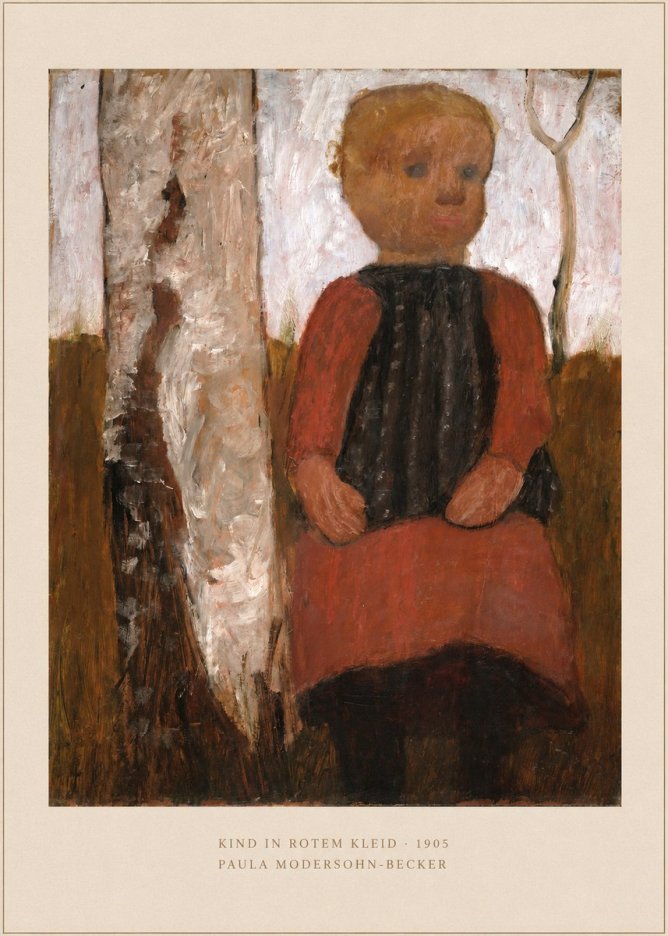 Paula Modersohn-Becker Kind in Rotem Kleid No5 - Juliste