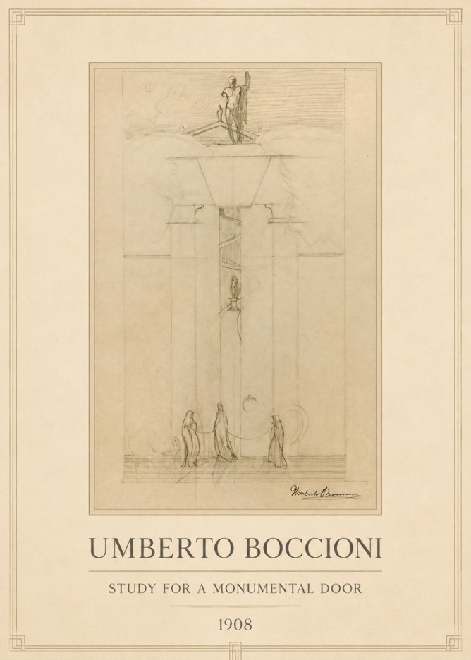 Umberto Boccioni Study for a Monumental Gate No4 - Juliste
