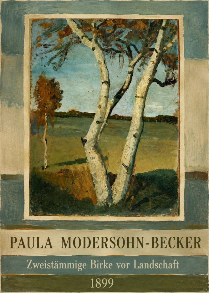 Paula Modersohn-Becker Zweistämmige Birke Vor Landschaft No2 - Juliste