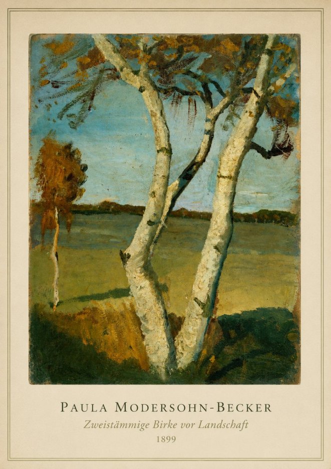 Paula Modersohn-Becker Zweistämmige Birke Vor Landschaft No3 - Juliste