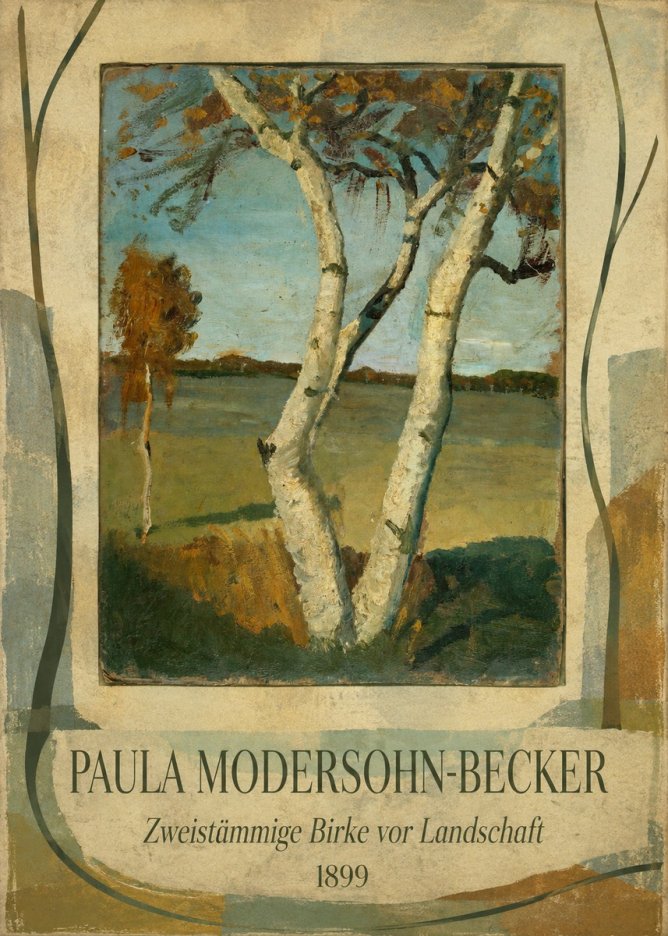 Paula Modersohn-Becker Zweistämmige Birke Vor Landschaft No4 - Juliste
