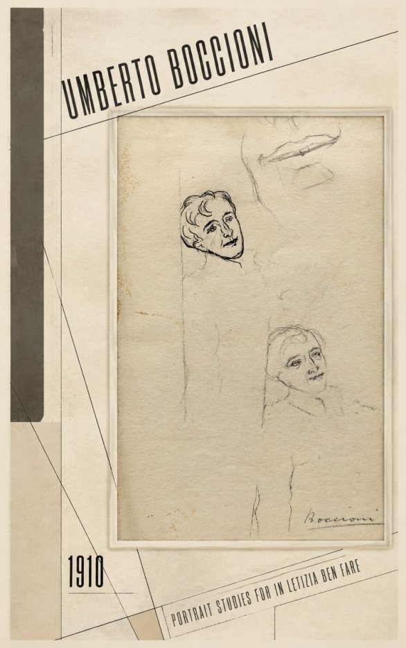 Umberto Boccioni Portrait Studies for in Letizia Ben Fare No2 - Juliste