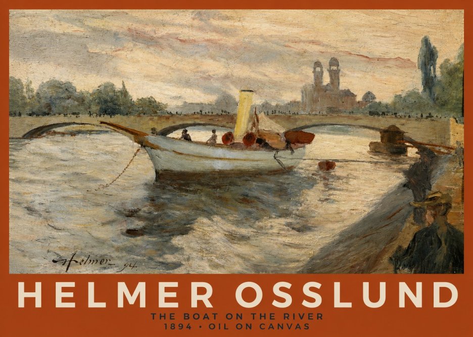 Helmer Osslund The Boat on the River No2 - Juliste