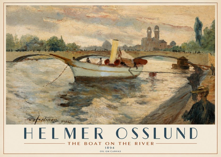 Helmer Osslund The Boat on the River No4 - Juliste