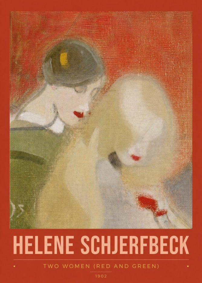 Helene Schjerfbeck Two Women (Red and Green) No2 - Juliste