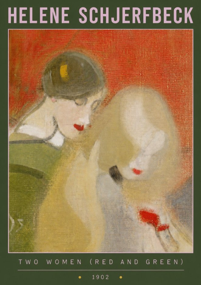 Helene Schjerfbeck Two Women (Red and Green) No3 - Juliste