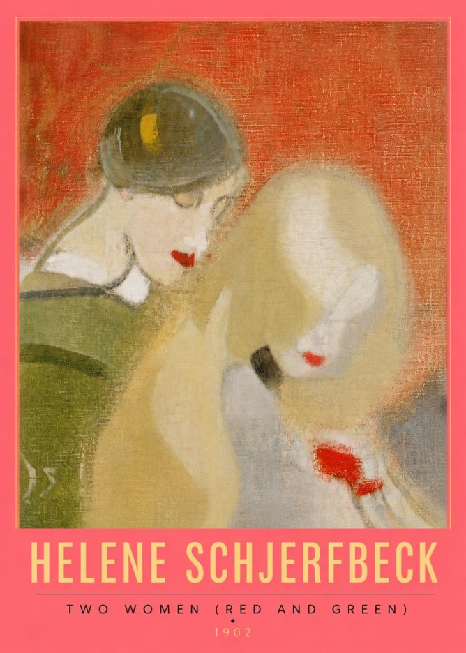 Helene Schjerfbeck Two Women (Red and Green) No6 - Juliste