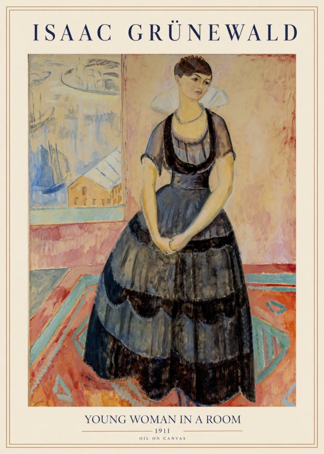 Isaac Grünewald Young Woman in a Room No1 - Juliste