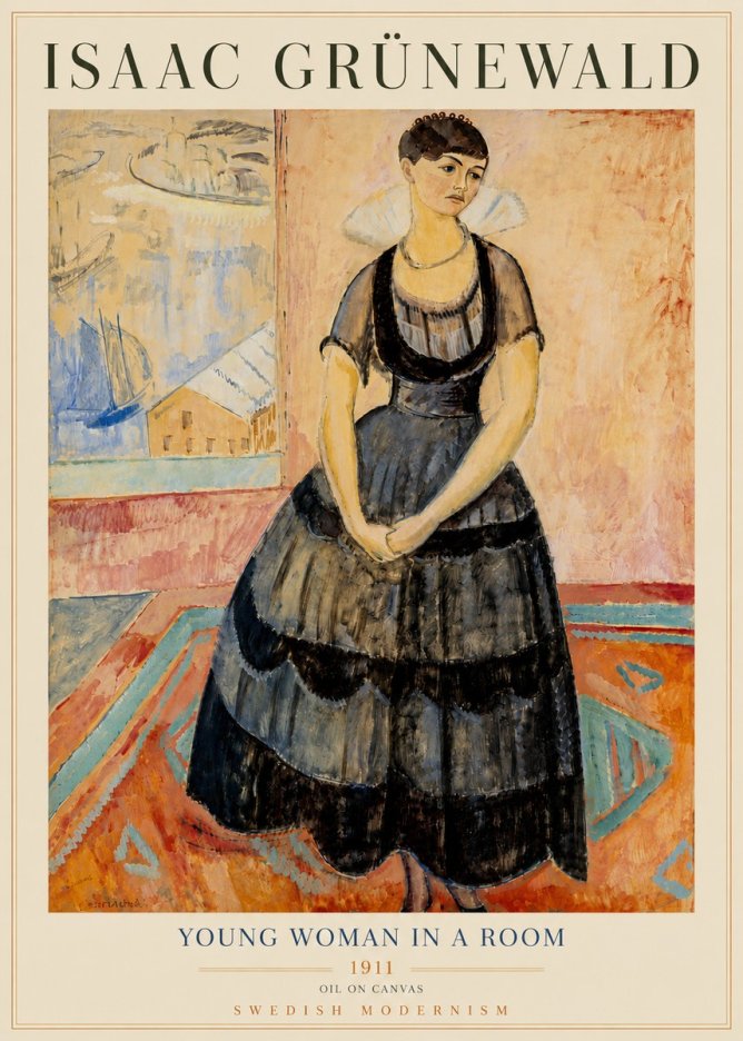 Isaac Grünewald Young Woman in a Room No6 - Juliste