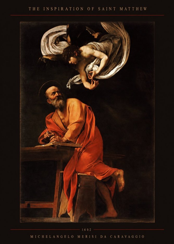 Michelangelo Merisi da Caravaggio The Inspiration of Saint Matthew II No5 - Juliste