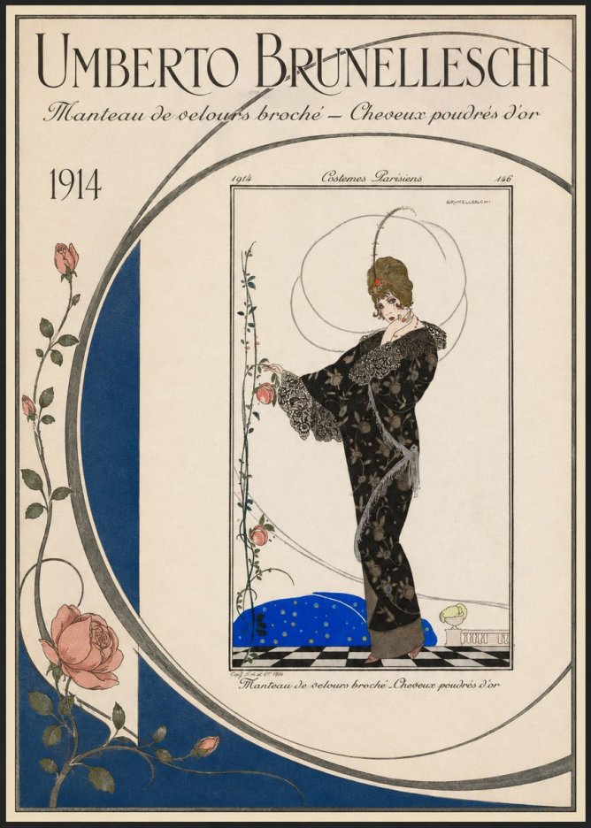 Umberto Brunelleschi Manteau De Velours Broché – Cheveux Poudrés D'or No3 - Juliste
