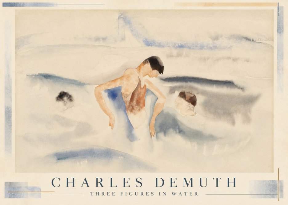 Charles Demuth Three Figures in Water No1 - Juliste