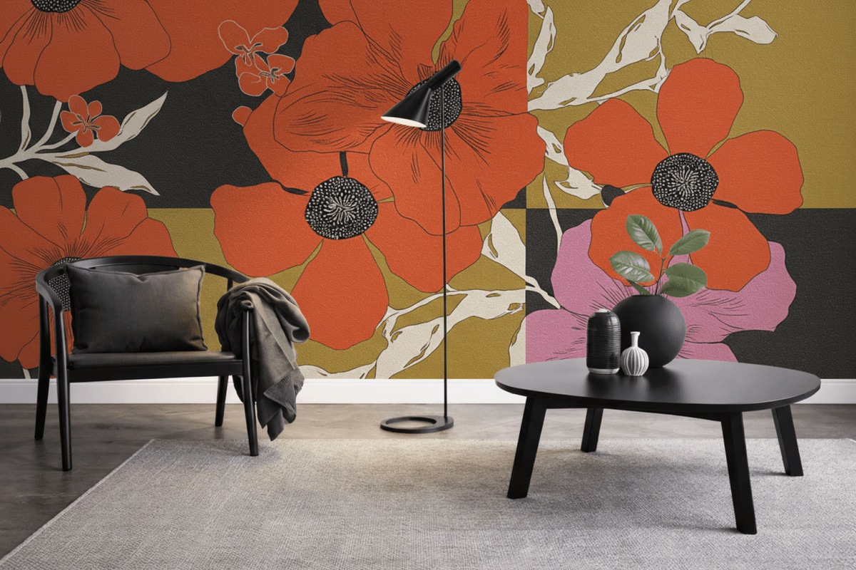 Crimson Blossom Tapestry